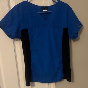 Cherokee Women's V-Neck Blue and Black scrub top